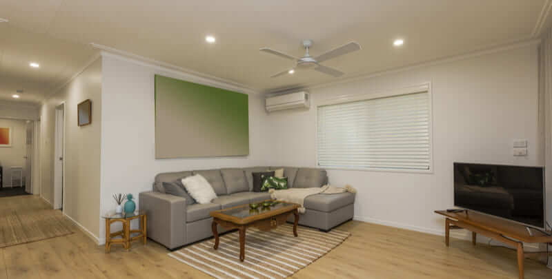 LED downlights in a living room setting