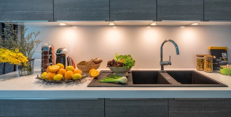 LED lighting used in a modern kitchen